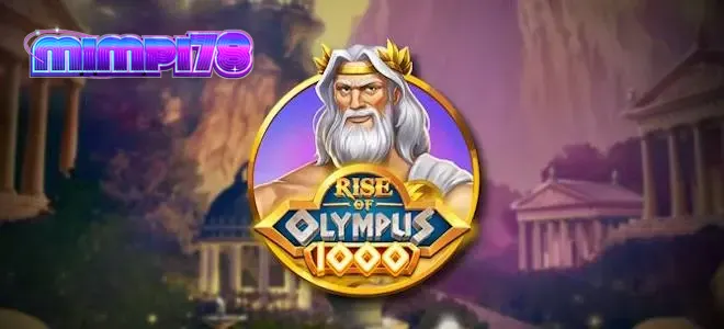 Tampilan visual grid permainan Rise of Olympus 1000 dengan latar belakang dewa Yunani